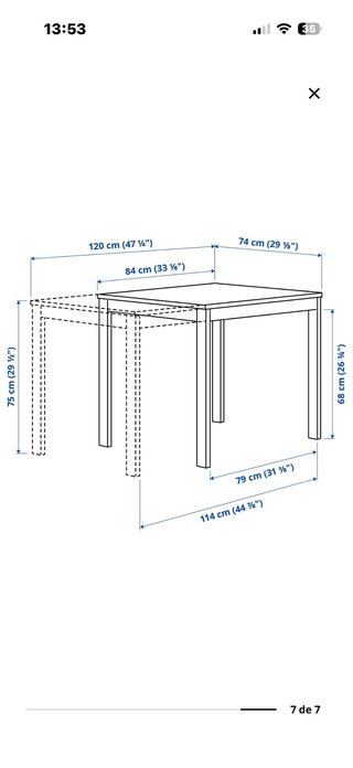 Mesa de comedor extensible blanca