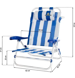 Silla de playa Crevicosta azul y plateada
