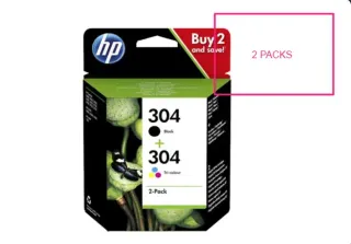 2 Packs HP 304 Negro + Color Originales
