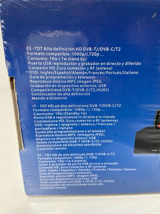 : Sintonizador TDT/T2 JN-821T2 con Grabador