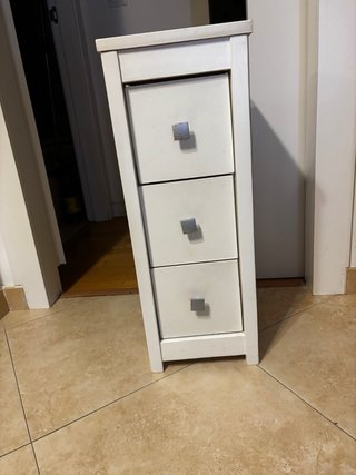 Cajonera estrecha 3 cajones blanca