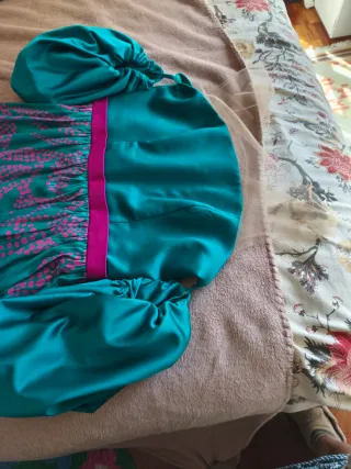 Vestido fiesta/madrina verde y fucsia