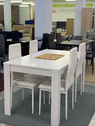 Mesa Comedor Blanca extensible + 4 Sillas ENVIAMOS