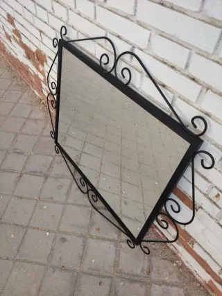 Precioso Espejo Hierro Forjado Vintage Negro