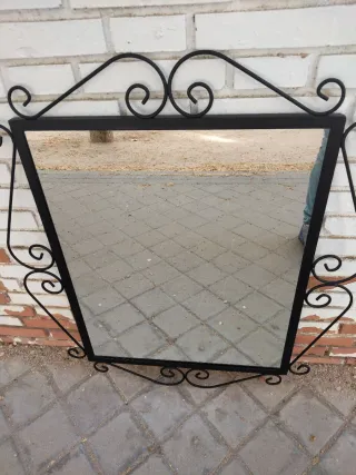Precioso Espejo Hierro Forjado Vintage Negro