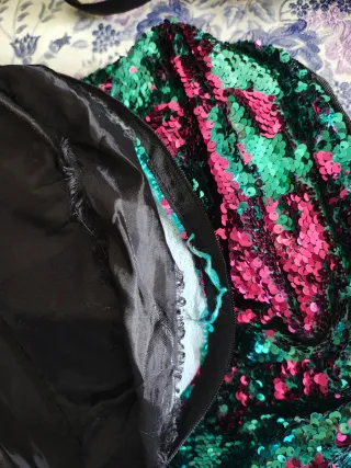 Mochila lentejuelas rosa y turquesa