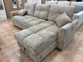 Sofá Cama Beige Chaise Longue