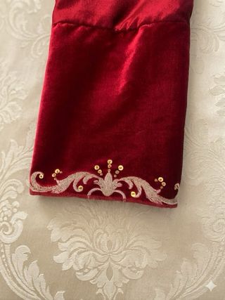 Saya completa de terciopelo rojo bordado en sedas