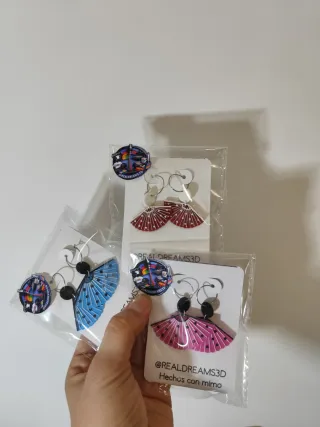 Pendientes abanico feria 3D