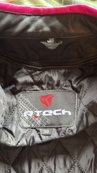 Chaqueta Moto Cuero Rtech Mujer Negra/Rosa