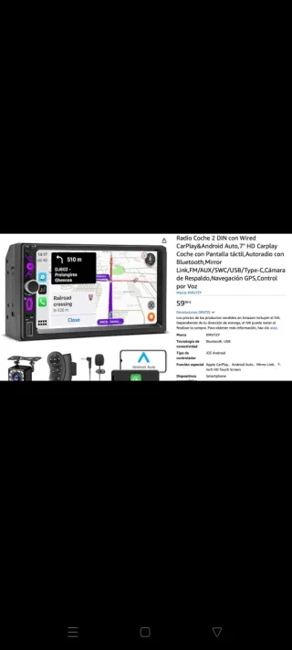 Radio Coche 2 DIN CarPlay Android Auto 7