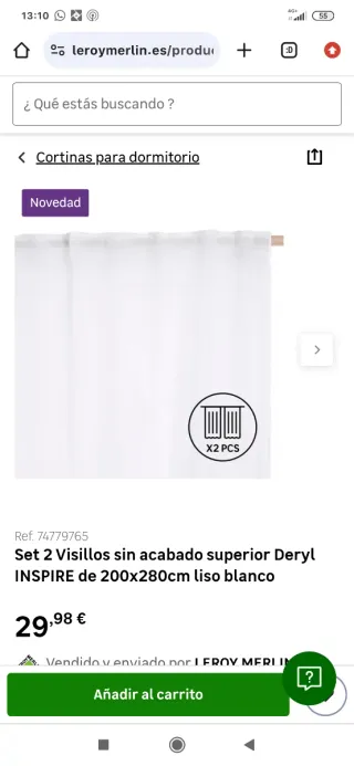 Cortinas blancas Leroy Merlin