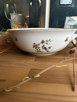 Ensaladera Limoges Porcelana Ave del Paraíso