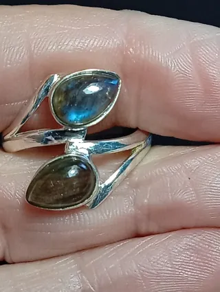 Anillo Plata Ley Labradorita Ajustable