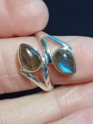 Anillo Plata Ley Labradorita Ajustable