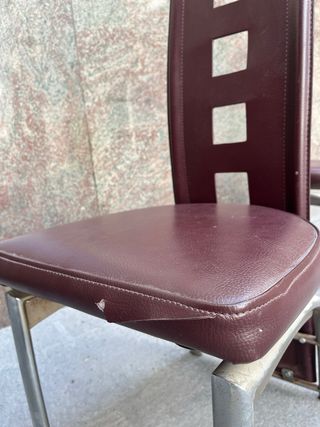 Juego de 2 sillas de comedor de piel y acero