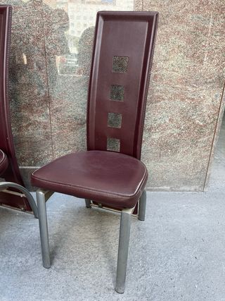 Juego de 2 sillas de comedor de piel y acero