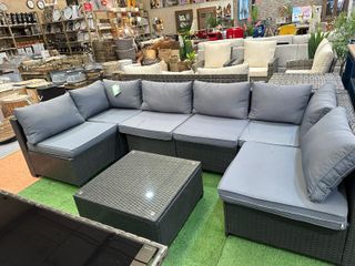 Conjunto Terraza Ratán Gris y Negro