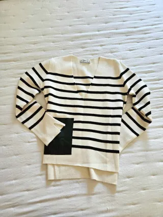 Jersey Zara Rayas Blanco y Negro
