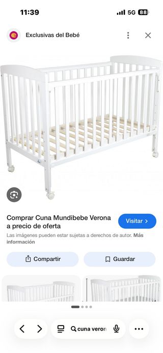 Cuna Verona Blanca + Colchón y Edredón