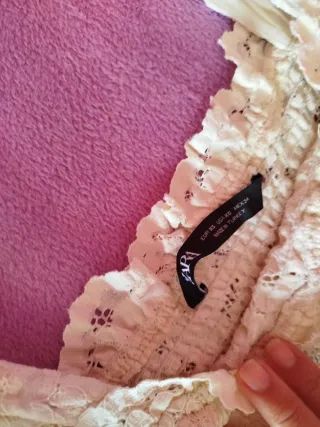 Top Zara encaje blanco talla única
