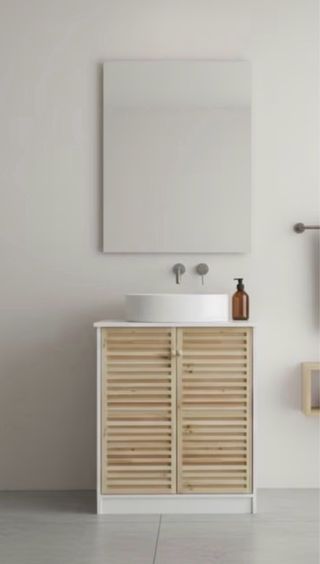 Mueble de baño madera y blanco