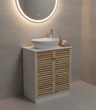 Mueble de baño madera y blanco