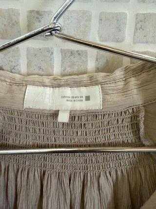 Camisa Zara manga corta beige
