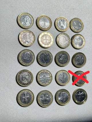 Lotto 19 monete da 1 Euro circolate
