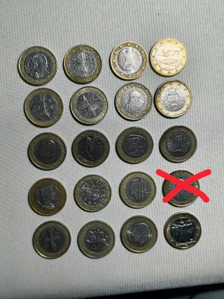 Lotto 19 monete da 1 Euro circolate