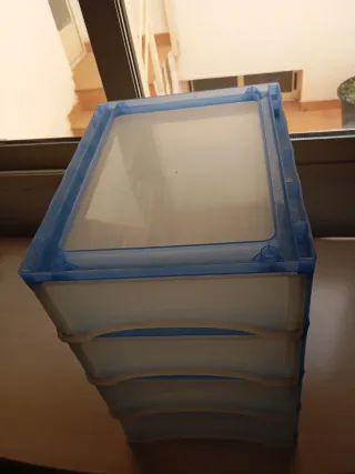 Cajonera Plástico 4 Cajones Azul Transparente