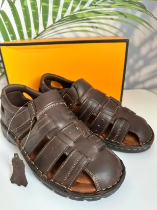Sandalias Piel Hombre Talla 39 Marrón