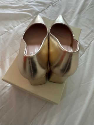 Scarpe décolleté oro cerimonia tacco largo