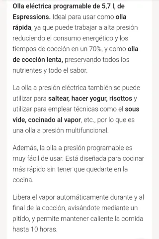 Olla multifunción eléctrica 5,7L Espressions