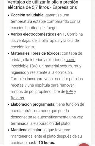 Olla multifunción eléctrica 5,7L Espressions