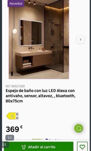 Espejo Baño LED Alexa Antivaho 80x75cm