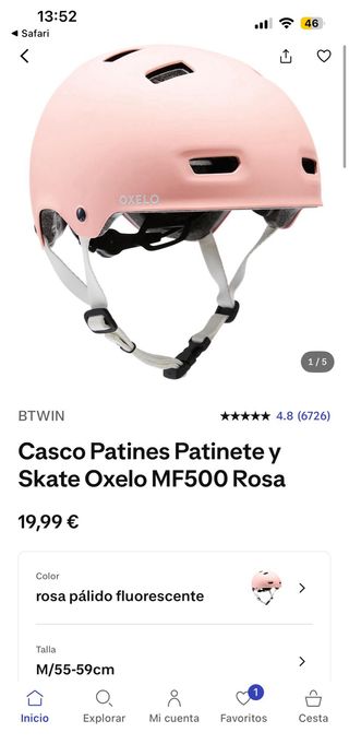 Casco Oxelo MF500 Rosa Patinete Skate
