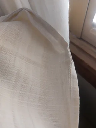 Tende in lino a righe beige e bianco
