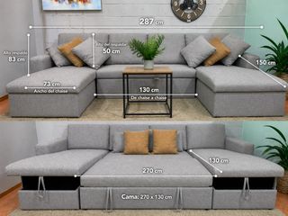 Sofá modular gris de tela