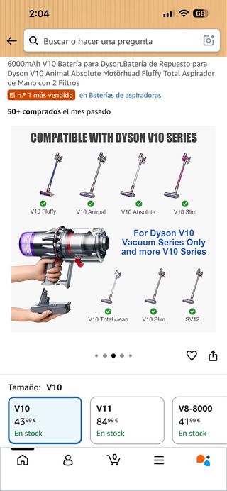 Batería Dyson V10 6000mAh Repuesto