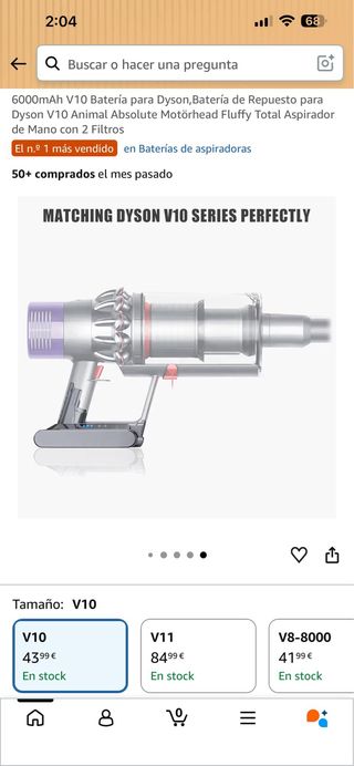 Batería Dyson V10 6000mAh Repuesto