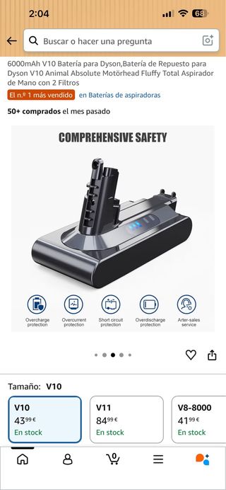 Batería Dyson V10 6000mAh Repuesto
