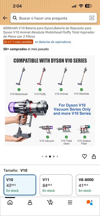 Batería Dyson V10 6000mAh Repuesto