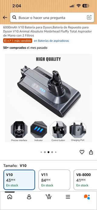 Batería Dyson V10 6000mAh Repuesto