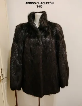Abrigo Chaquetón Negro/Marrón