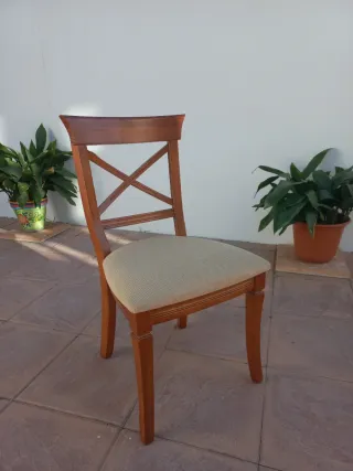 Juego 4 Sillas Madera Tapizadas Beige