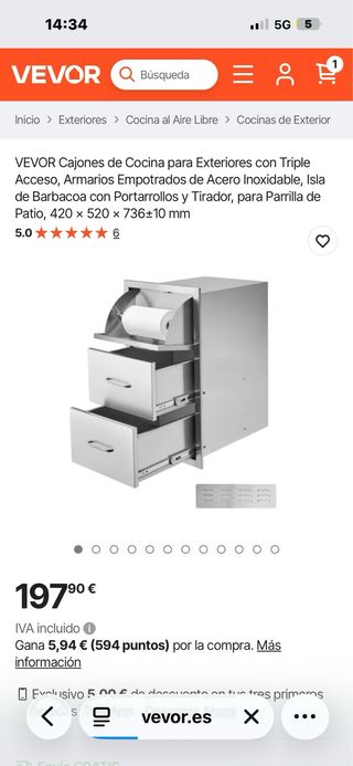 Cajón Cocina Exterior VEVOR Triple Acceso
