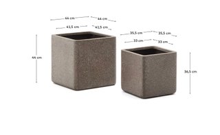 Set Minoa de 2 maceteros de efecto piedra marrón 44 x 44 cm