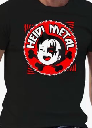 Camiseta Heidi Metal Algodón Negra Roja