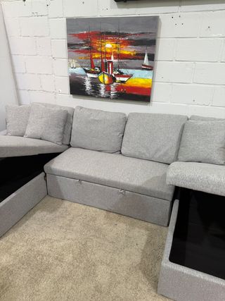 Sofá Cama Rinconera Chaise Longue Gris
